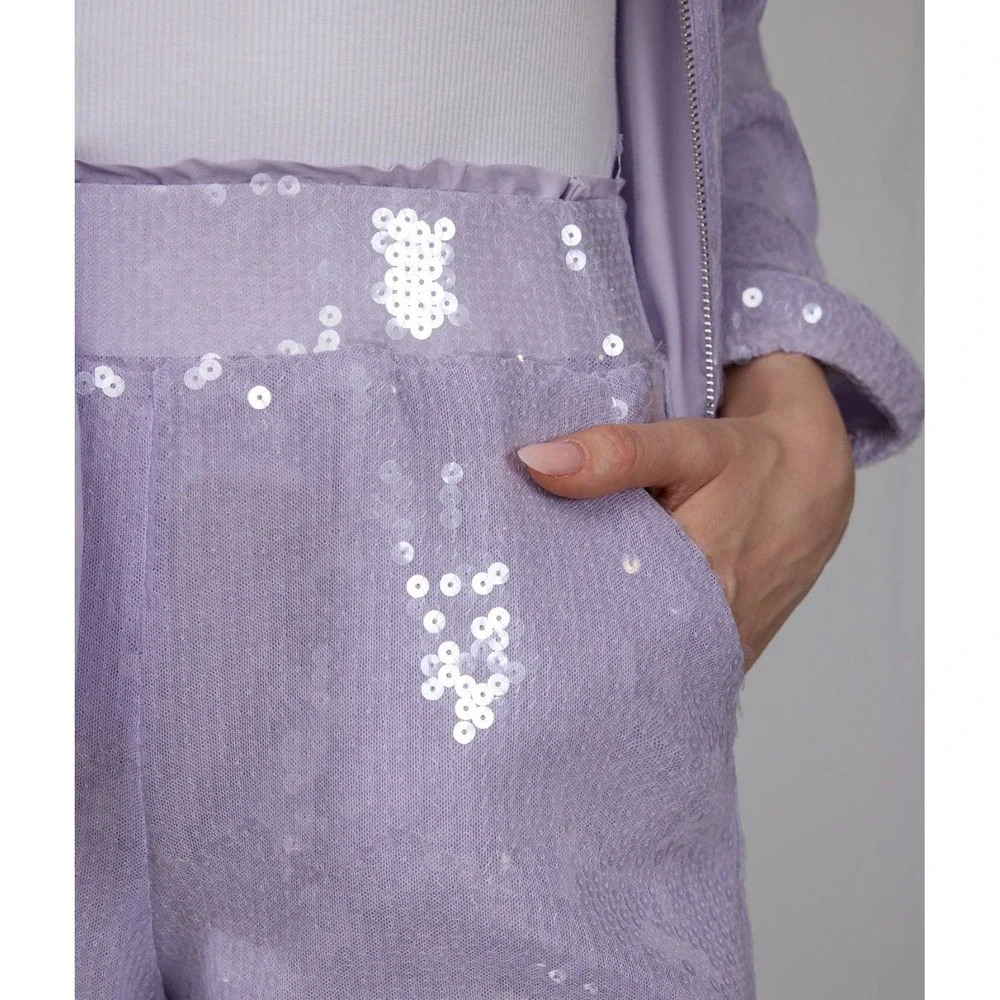 NY&C New‎ York & Company Sequin Shorts Lilac Purple Party Sparkly XL